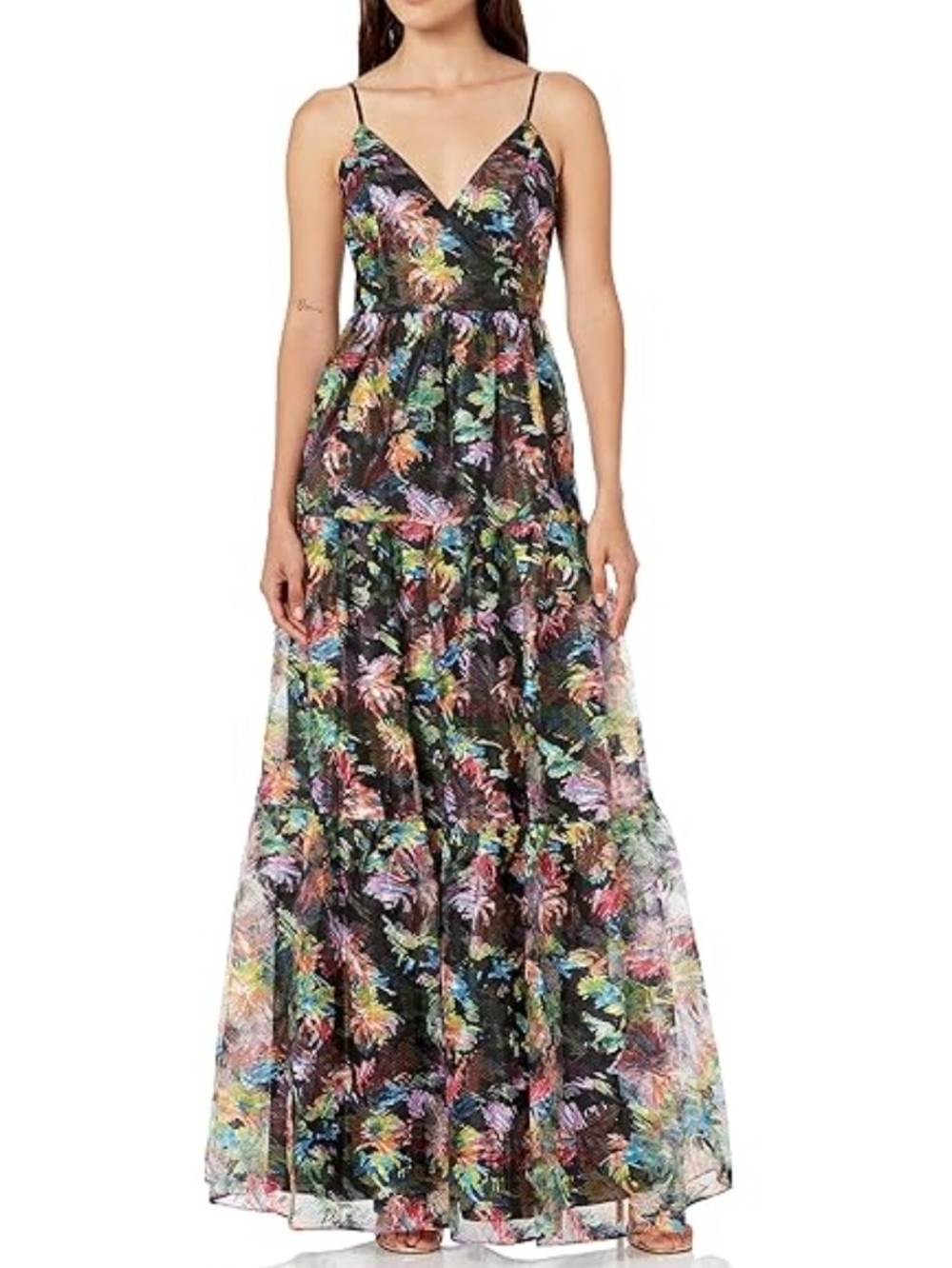 Aidan Mattox Women's V-Neck Maxi Gown